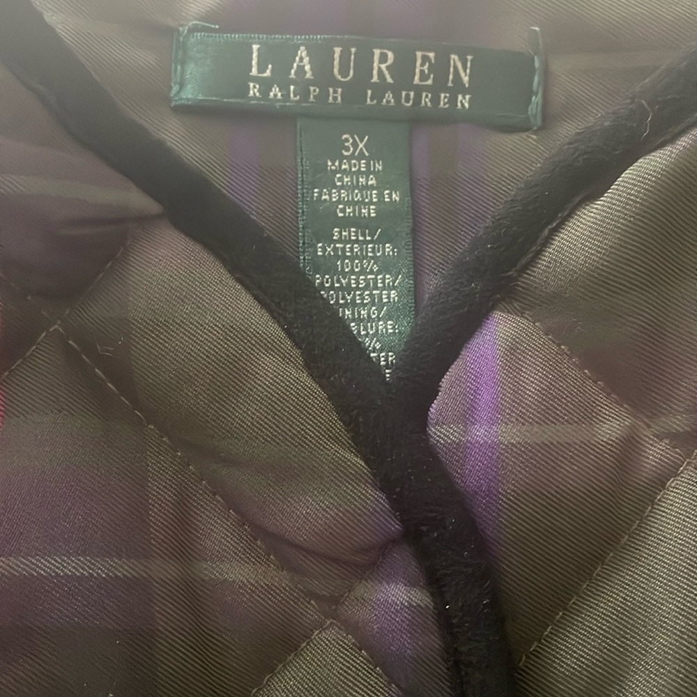 Lauren Ralph Lauren Plaid Quilted Car length Jacket.